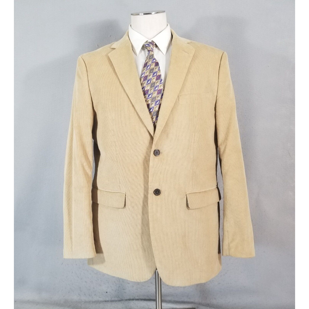 Alan Flusser sport coat blazer suit jacket men's Large beige corduroy cotton